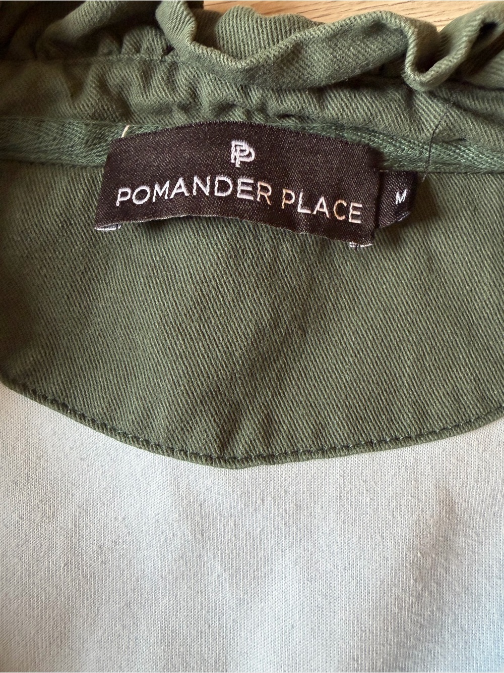 Pomander Place Pale Blue Long-Sleeve Polo with Dark Green Ruffle Collar - Picture 2 of 3